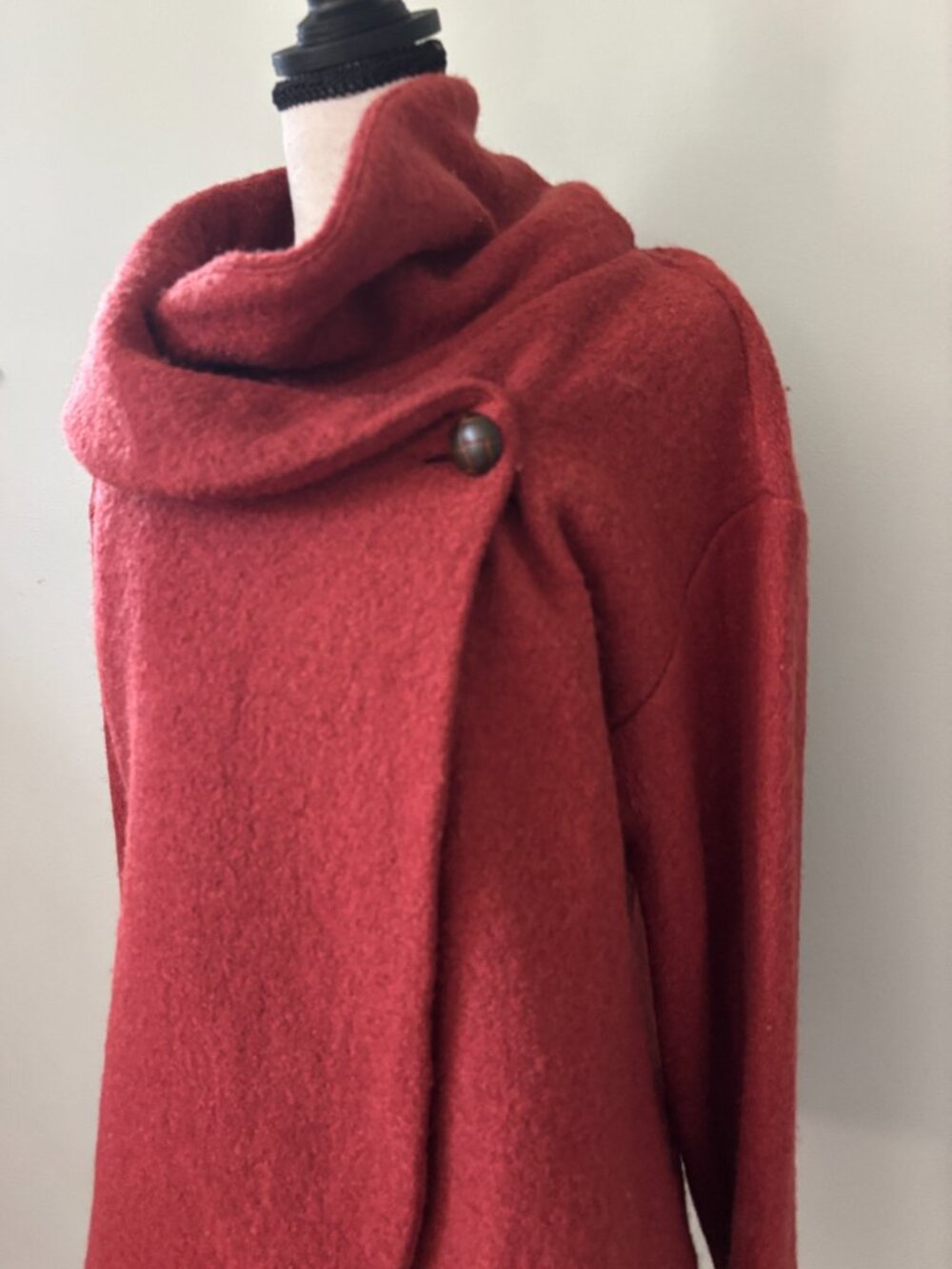 Sigrid Olsen Rust Boiled Wool Asymmetrical Jacket — Size S Like New - Picture 2 of 5